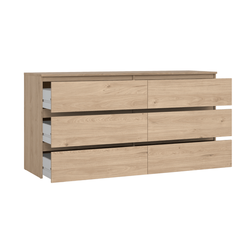 Maise ladekast H:70 x B:138 x B:41 cm met 6 laden in eiken look