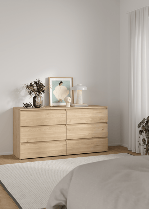 Maise ladekast H:70 x B:138 x B:41 cm met 6 laden in eiken look
