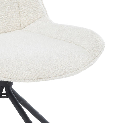 Maja eetkamerstoel in wit bouclé met 360 graden draaifunctie
