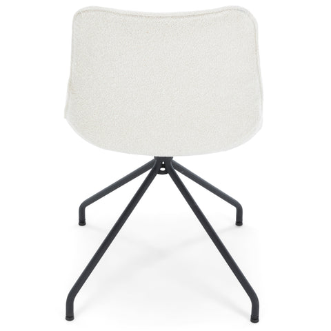 Maja eetkamerstoel in wit bouclé met 360 graden draaifunctie