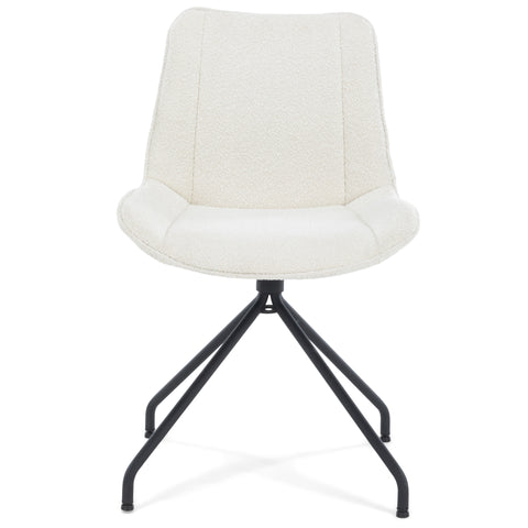 Maja eetkamerstoel in wit bouclé met 360 graden draaifunctie