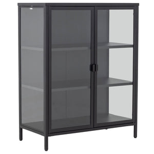 Herman glazen drankkast/vitrinekast - Zwart metaal 80x40x105cm