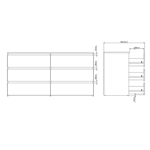 Maise commode 70x138x41 cm met 6 laden in wit