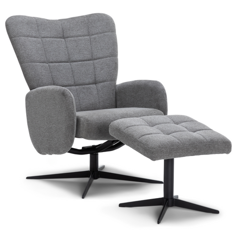 Alfred - Fauteuil met kantelfunctie en voetenbank in grijs