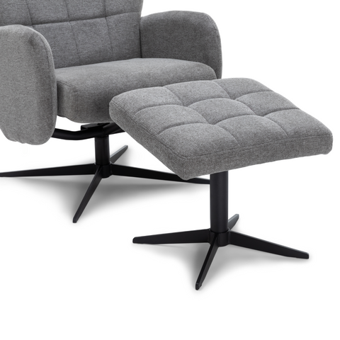 Alfred - Fauteuil met kantelfunctie en voetenbank in grijs