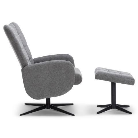 Alfred - Fauteuil met kantelfunctie en voetenbank in grijs