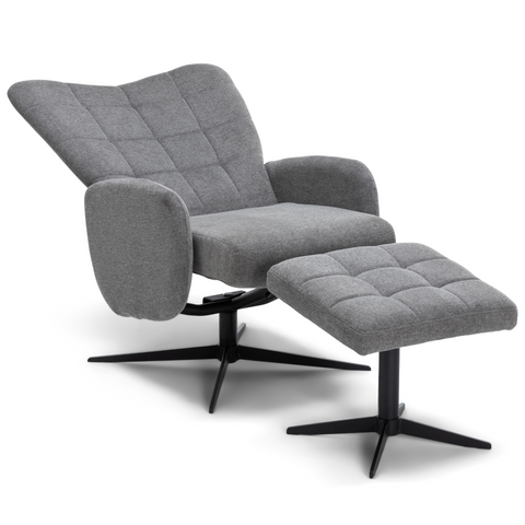 Alfred - Fauteuil met kantelfunctie en voetenbank in grijs