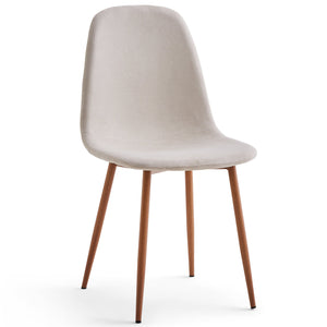 Anna Eetkamerstoel - beige textiel met eikenhoutlook