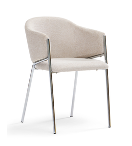 Eetkamerstoel Carolina in beige bouclé met chrome poten