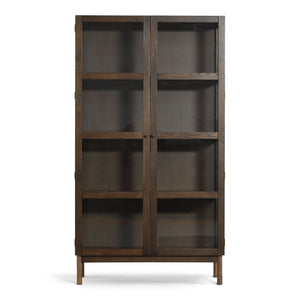 Havana gerookt eiken vitrinekast met 2 deuren - 180x40x100 cm