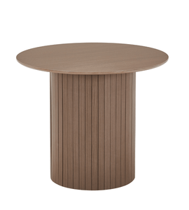 Riccardo eettafel van melamine in gerookt eikenlook met lattenpoot Ø90 cm