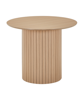 Riccardo eettafel in melamine met eikenlook met lattenpoot Ø90 cm
