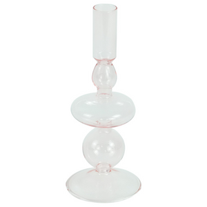 Gracie glazen kaarsenhouder lichtroze 18 cm