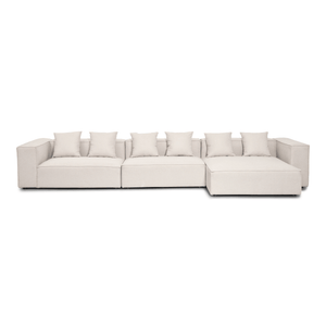 Hailey - Rechterzijde chaise longue modulaire bank in beige met 3 modules L: 415 x D: 148 x H: 65 cm