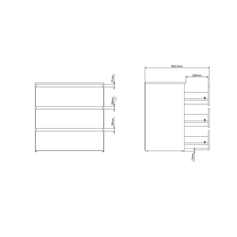 Maise commode 70x70x41 cm met 3 laden in wit