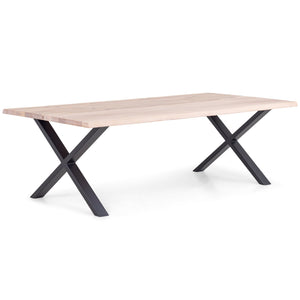 Susan plankentafel - 240x95 cm - in witgeolied eiken met kruispoten - (Voorbereid voor verlengbladen)