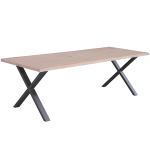 Susan Eettafel - 200 x 95 cm - Wit geolied eiken met kruispoten (Voorbereid voor extra bladen)