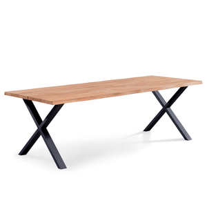 Susan plankentafel 240x95 cm natuurlijk geolied eiken met kruispoten Voorbereid voor verlengbladen