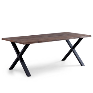 Susan Eettafel - 200 X 95 Cm - Gerookt Eiken Met Kruispoten (Voorbereid Voor Extra Bladen)