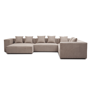 Hailey - U-bank modulaire bank in zand met 4 modules - Chaise longue links L: 368 x D: 247 x H: 65 cm