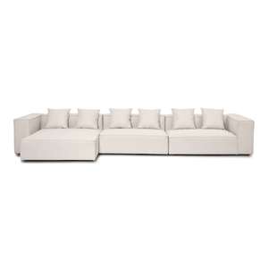 Hailey - Linkerzijde chaise longue modulaire bank in beige met 3 modules L: 415 x D: 148 x H: 65 cm